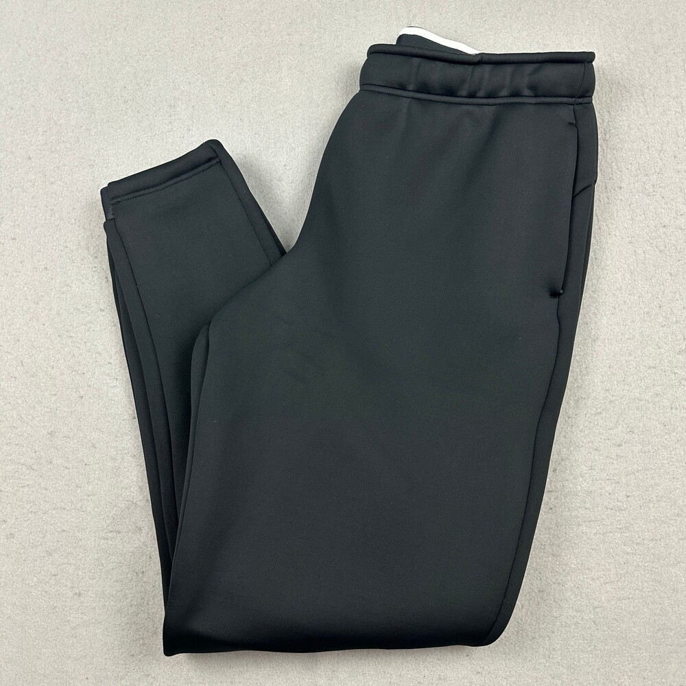 Nike Pants Men Large Black Solid Therma Dri Fit Tapered Zip Leg Drawstring L